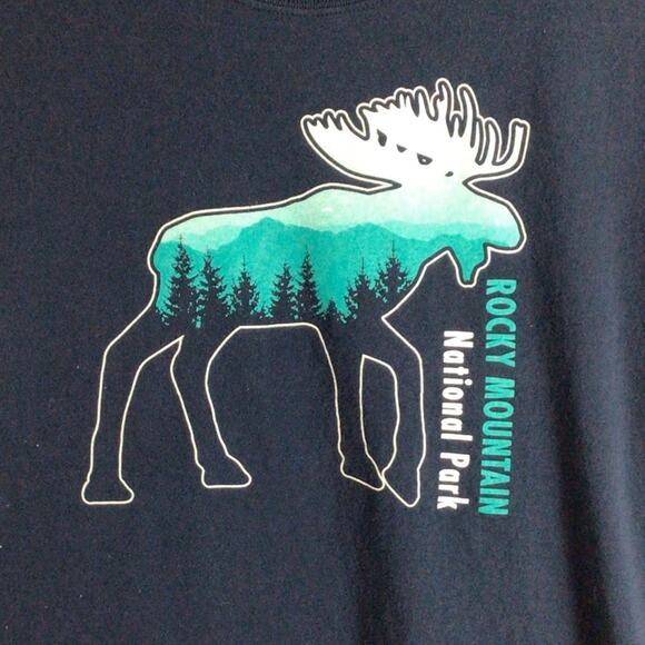 Classic Rocky Mountains National Park T Shirt Navy Blue L - Picture 2 of 4